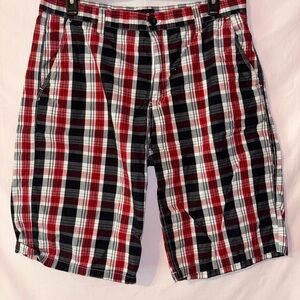 South Pole Red and Black Flat Front Shorts